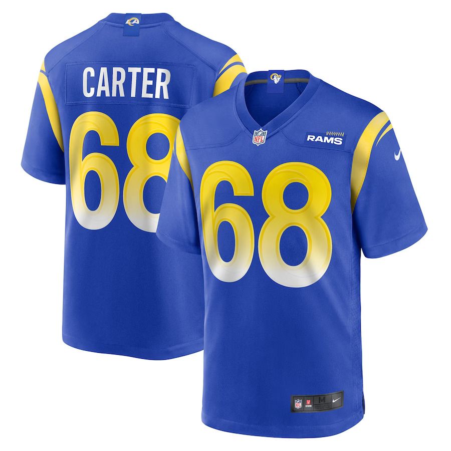 Men Los Angeles Rams 68 T.J. Carter Nike Royal Game Player NFL Jersey
